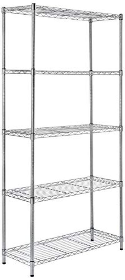 AmazonBasics 5-Shelf Shelving Storage Unit, Metal Organizer Wire Rack, Chrome Silver $63.11 (Reg $87.03) AmazonBasics 5-Shelf Shelving Storage Unit, Metal Organizer Wire Rack, Chrome Silver $63.11 (Reg $87.03)