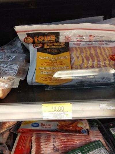 Lou's slice peameal bacon on sale for $3.00 at Walmart Canada