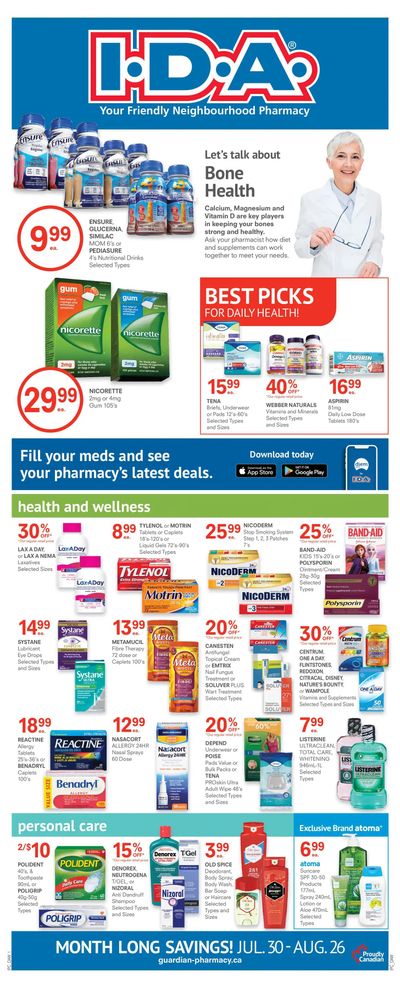 I.D.A. Pharmacy Flyer July 30 to August 26