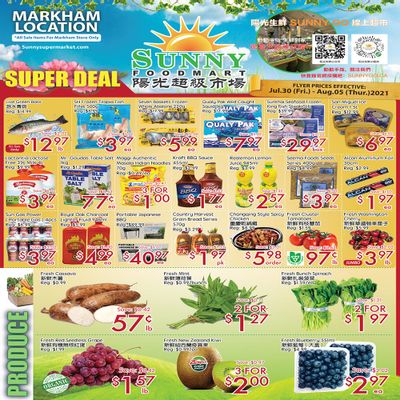 Sunny Foodmart (Markham) Flyer July 30 to August 5