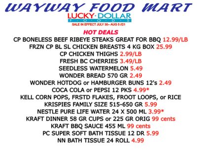 WayWay Food Mart Flyer July 30 to August 5