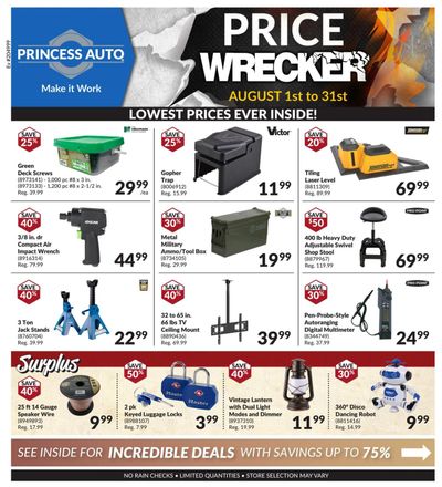 Princess Auto Price Wrecker Flyer August 1 to 31