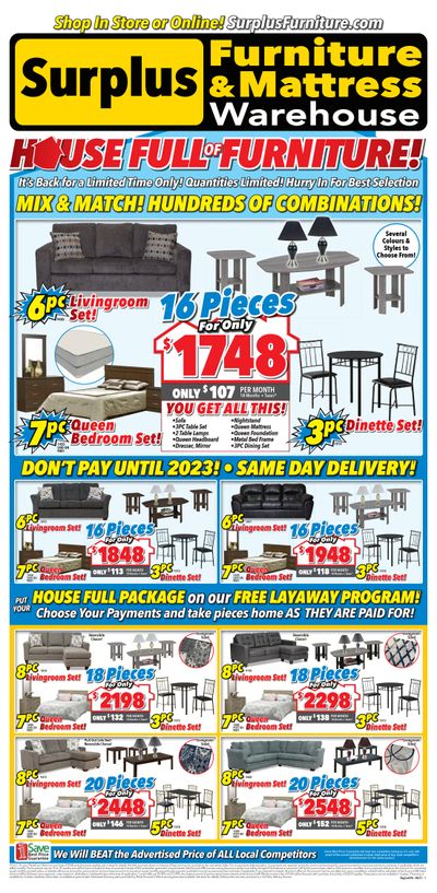 Surplus Furniture & Mattress Warehouse (Prince Albert) Flyer August 2 to 15