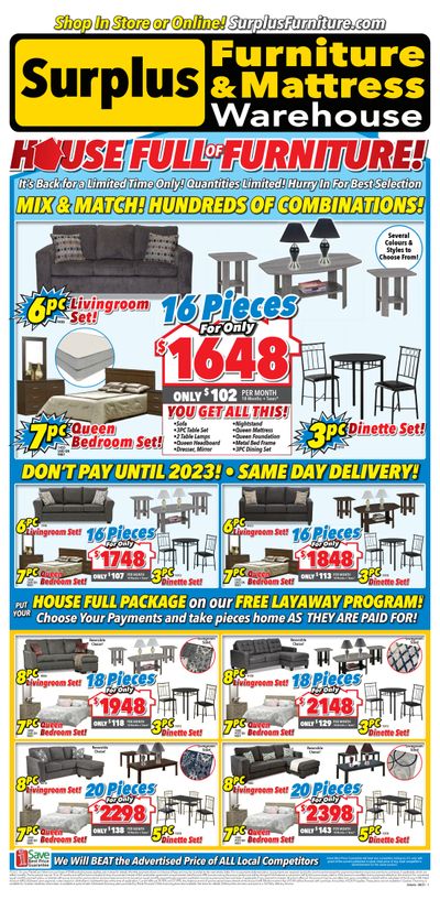 Surplus Furniture & Mattress Warehouse (Owen Sound) Flyer August 2 to 15