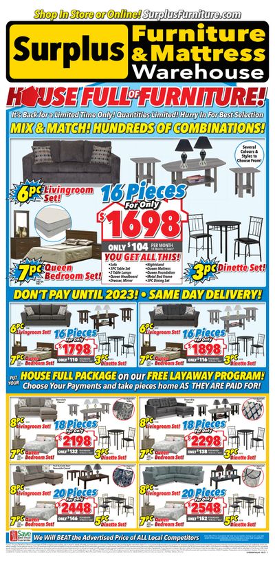 Surplus Furniture & Mattress Warehouse (Lethbridge) Flyer August 2 to 15