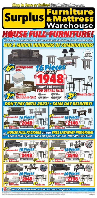 Surplus Furniture & Mattress Warehouse (Corner Brook) Flyer August 2 to 15