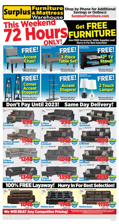 Surplus Furniture & Mattress Warehouse (Thunder Bay, Sault Ste Marie) Flyer August 2 to 8