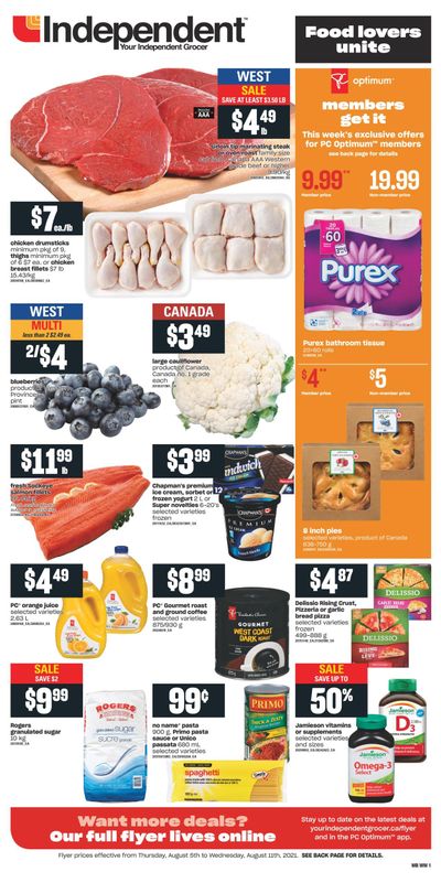 Independent Grocer (West) Flyer August 5 to 11