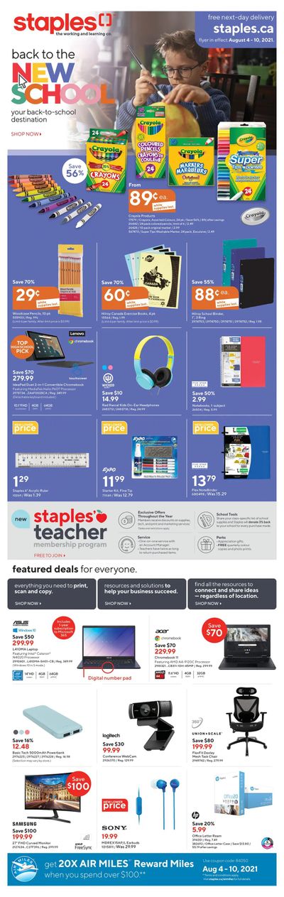 Staples Flyer August 4 to 10