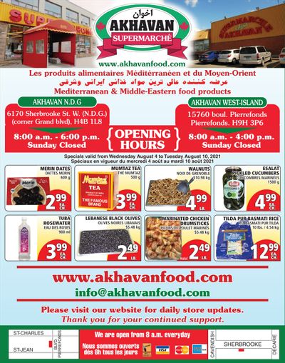 Akhavan Supermarche Flyer August 4 to 10