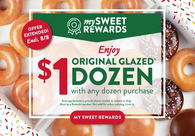 Buy 1 Dozen and Get a Second Original Glazed Dozen for $1 at Krispy Kreme with a New Rewards Member-Exclusive Deal