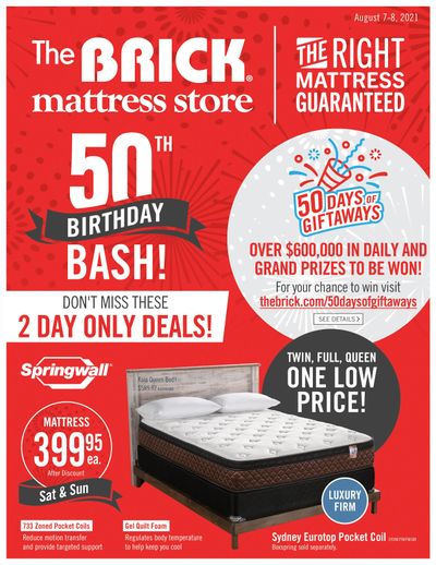 The Brick Mattress Store 50th Birthday Bash Flyer August 5 to 19