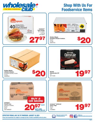 Real Canadian Wholesale Club Food Service Flyer July 30 to August 19