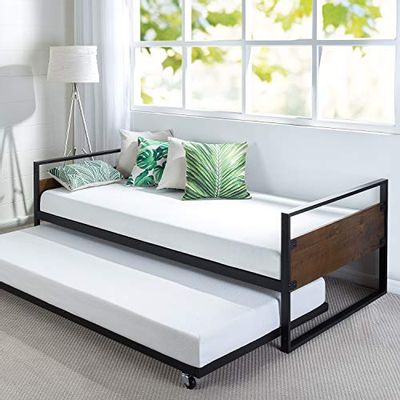 Zinus Suzanne Twin Daybed and Trundle Frame Set / Premium Steel Slat Support / Daybed and Roll Out Trundle Accommodate $189.99 (Reg $211.93)