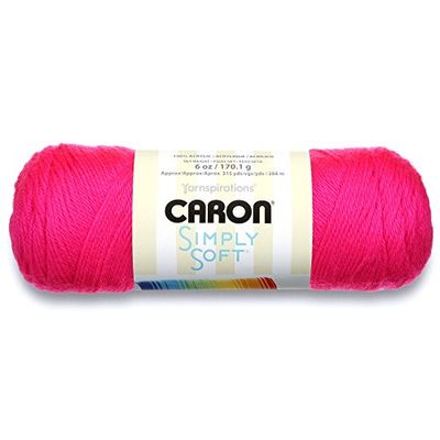 Caron Simply Soft Solids Yarn, 6 Ounce, Neon Pink, Single Ball $5.14 (Reg $6.42)