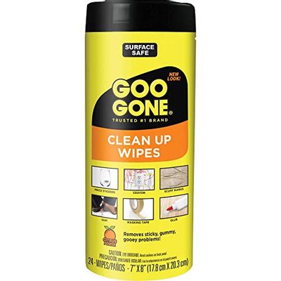 Goo Gone Clean Up Wipes Adhesive Remover - 24 Count - Removes Adhesive Residue Labels Stickers Crayon Tree Sap Gum Masking Tape Glue and More $7.77 (Reg $18.26)