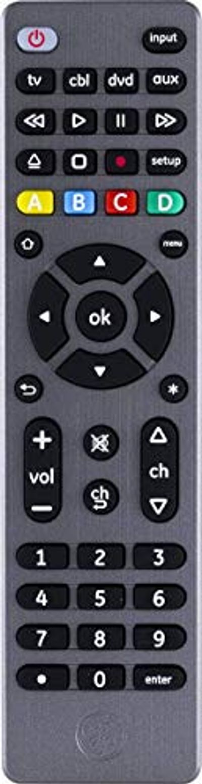 GE Universal Remote Control for Samsung, Vizio, LG, Sony, Sharp, Roku, Apple TV, RCA, Panasonic, Smart TVs, Streaming Players, Blu-ray, DVD, 4-Device, Graphite, Brushed Graphite, 33711 $12.54 (Reg $21.39)