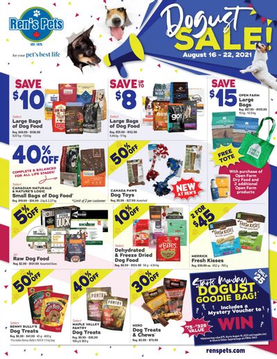 Ren's Pets Depot Dogust Sale August 16 to 22