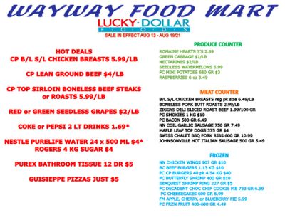 WayWay Food Mart Flyer August 13 to 19