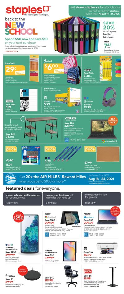 Staples Flyer August 18 to 24