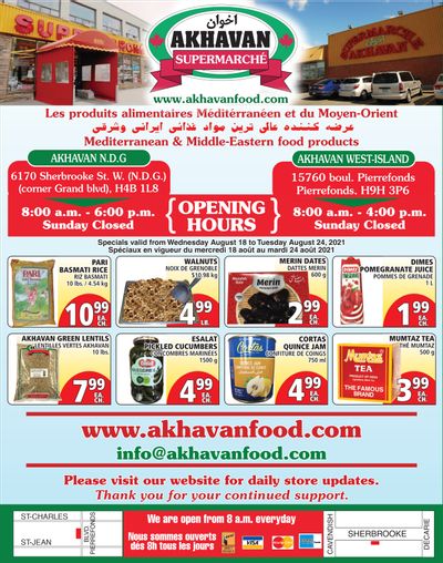 Akhavan Supermarche Flyer August 18 to 24