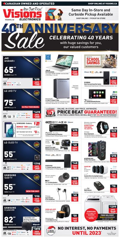 Visions Electronics 40th Anniversary Sale Flyer August 20 to 26