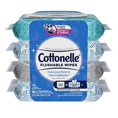 Flushable Wet Wipes, Cottonelle FreshCare, Biodegradable & Septic Safe, 4 packs of 42 (168 Wipes) $7.97 (Reg $9.97)