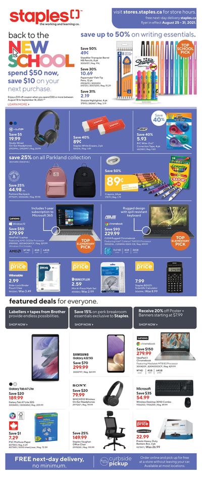 Staples Flyer August 25 to 31