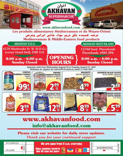 Akhavan Supermarche Flyer August 25 to 31