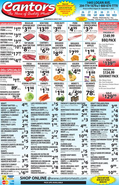 Cantor's Meats Flyer August 26 to September 1