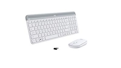 Logitech MK470 Slim Wireless Keyboard and Mouse Combo - Low Profile Compact Layout, Ultra Quiet Operation, 2.4 GHz USB Receiver with Plug and Play Connectivity, Long Battery Life - White $49.99 (Reg $62.99)
