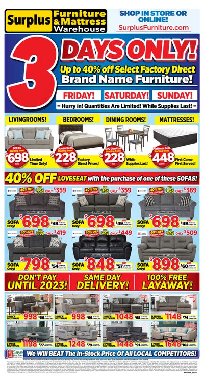 Surplus Furniture & Mattress Warehouse (Saskatoon) Flyer August 30 to September 5