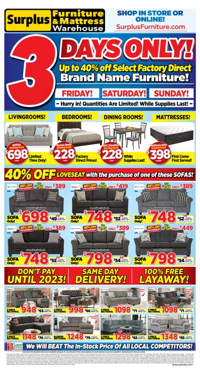 Surplus Furniture & Mattress Warehouse (Saint John) Flyer August 30 to September 5