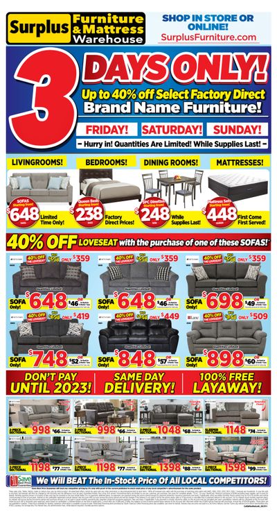 Surplus Furniture & Mattress Warehouse (Calgary) Flyer August 30 to September 5