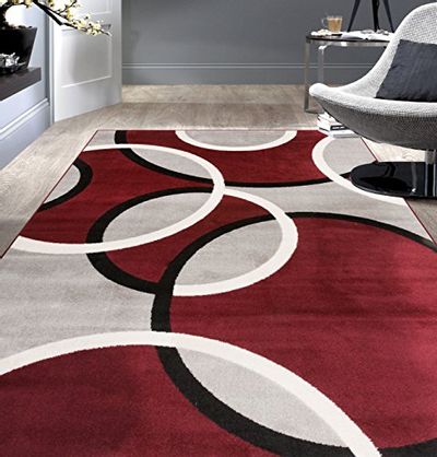 Rugshop Contemporary Abstract Circles Area Rug 7' 10" x 10'2" Red $183.97 (Reg $219.46)