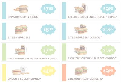 A&W Canada New Coupons: 2 Teen Burgers for $8.99 + Papa Burger & Rings for $7.99 + More Coupons