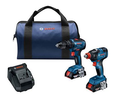 Bosch GXL18V-240B22 18V 2-Tool Combo Kit with 1/2 in. Hammer Drill/Driver, Freak 1/4 in. and 1/2 in. Two-in-One Bit/Socket Impact Driver and (2) 2.0 Ah Slimpack Batteries $249.99 (Reg $271.41)