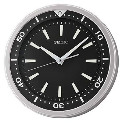 SEIKO 14" Ultra-Modern Watch Face Black & Silver Tone with Quiet Sweep Wall Clock $107.31 (Reg $130.14)