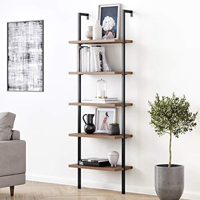 Nathan James 65507 Theo 5-Shelf Oak Wood Ladder Bookcase with Black Metal Frame, Reclaimed Oak $164.21 (Reg $186.68)