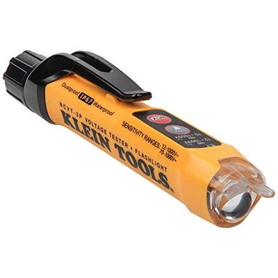 Klein Tools NCVT3P Dual Range Non Contact Voltage Tester, 12-1000V AC Pen, Flashlight, Audible and Flashing LED Alarms, Pocket Clip, Green $33.68 (Reg $47.93)