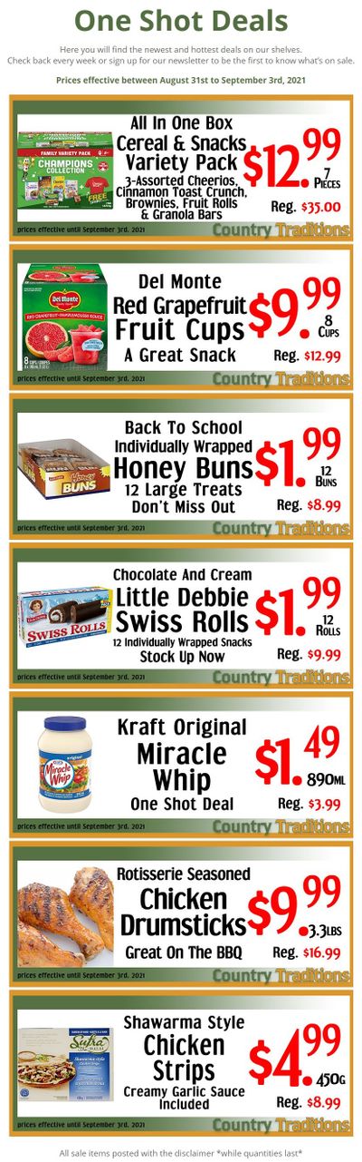 Country Traditions One-Shot Deals Flyer August 31 to September 3