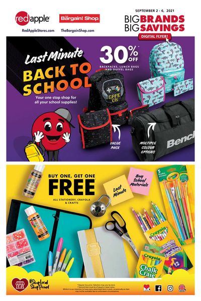The Bargain Shop & Red Apple Stores Flyer September 2 to 6
