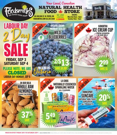 Foodsmiths Flyer September 2 to 9