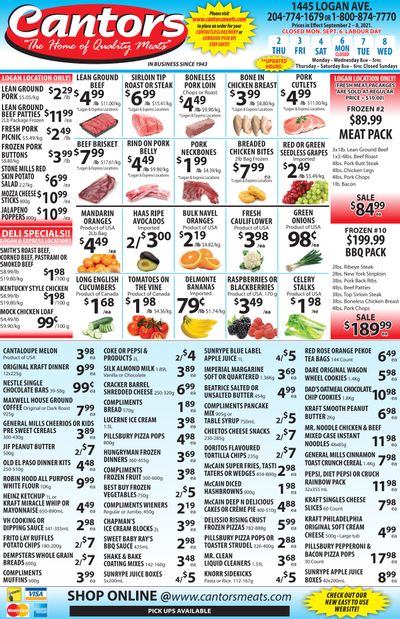 Cantor's Meats Flyer September 2 to 8