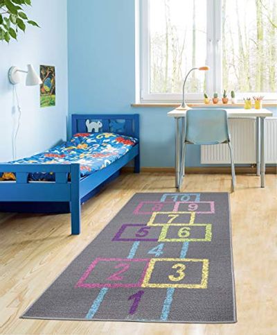 Ottomanson Children's Garden Collection Educational Hopscotch Design, 2'7" X 6'0", Grey $34.05 (Reg $45.49)