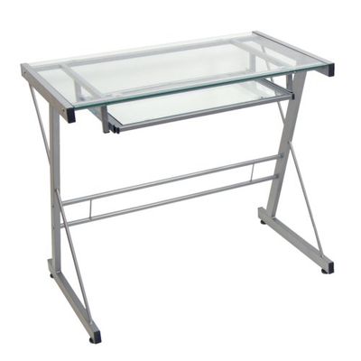 Walker Edison Glass Metal Silver Computer Desk $69.97 (Reg $99.97)