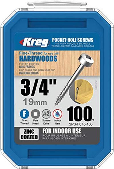 Kreg SPS-F075-100 0.75-Inch No.6 Fine, Thread Pan Head Pocket Screws, 100 Count $6.99 (Reg $15.98)