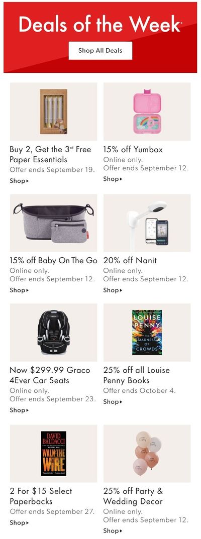 Chapters Indigo Online Deals of the Week September 6 to 12