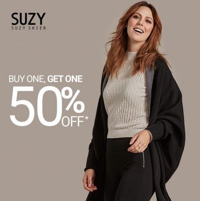 Suzy Shier Canada Deals: Buy 1 Get 1 50% OFF Apparel & Accessories + More