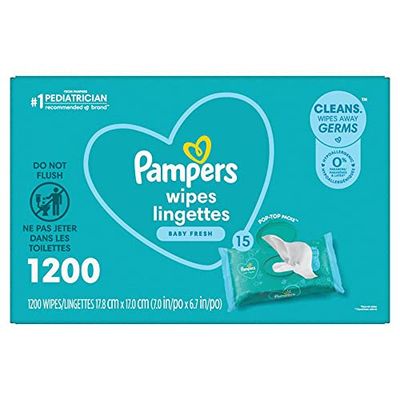 Baby Wipes, Pampers Complete Clean SCENTED Baby Fresh Scent, 15X Pop Top, Hypoallergenic and Dermatologist-Tested, 1200 Count, Packaging May Vary $19.98 (Reg $24.98)